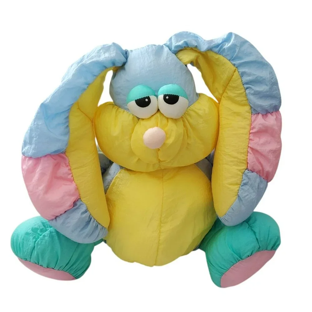 VTG Bunny Soft Dreams Pastel Puffy Parachute Easter Rabbit Nylon Stuffed Animal - Picture 12 of 12